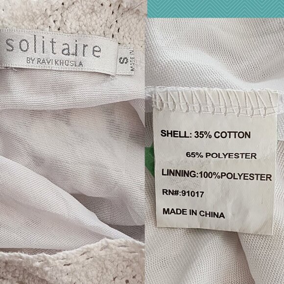 Solitaire White Ivory Eyelet Lace Overlay Dress - Picture 5 of 5